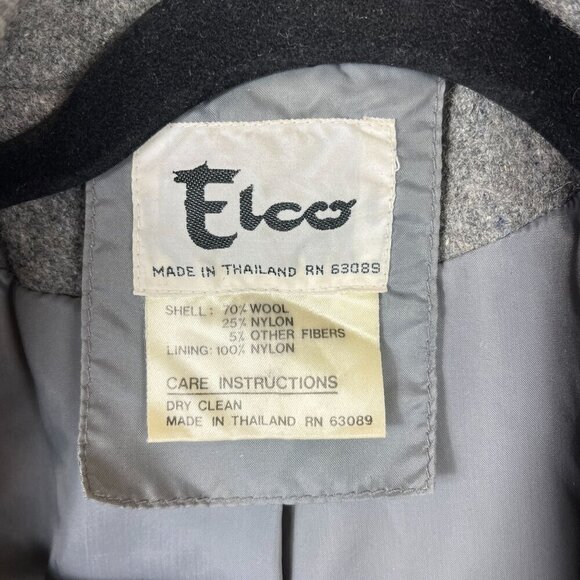 Vintage Elco Wool Blend Mid Length Coat Womens L - XL Button Up Puff Sleeve 90s - Picture 9 of 12